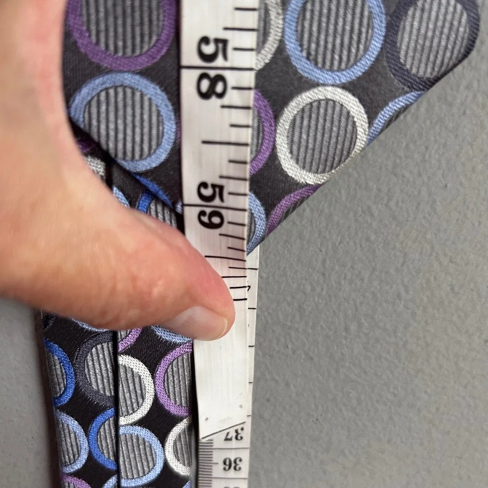 Michael Kors Mens Silk Tie Blue Purple Grey Geometric Circles Pattern RN 121146